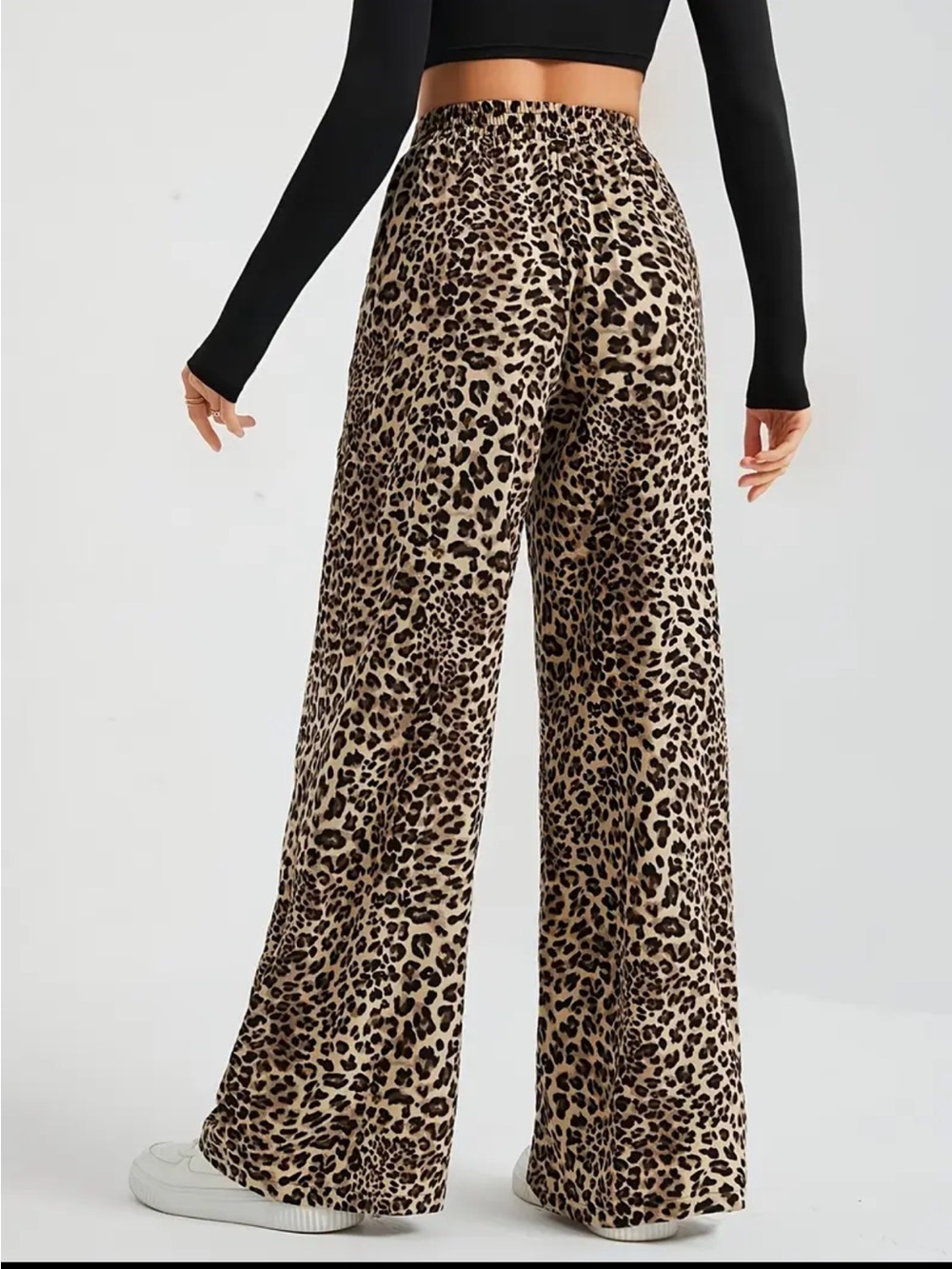 Leopard Print Wide-Leg Pants - Brown - Picture 2 of 2
